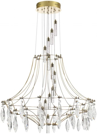 Подвесная большая люстра Odeon Light Flamenco 7000/51L золото/металл/хрусталь IP20 LED 51W (220V, на проводе)