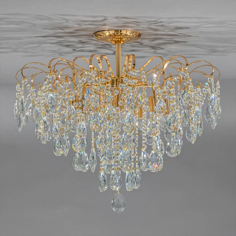 Люстра потолочная на штанге Crown 1113/7PL E27*60W White/Gold (220V, хрусталь, круглые)