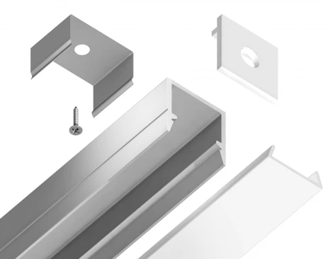 Алюминиевый профиль накладной 10*10 для светодиодной ленты до 8мм Ambrella Alum Profile GP1650AL
