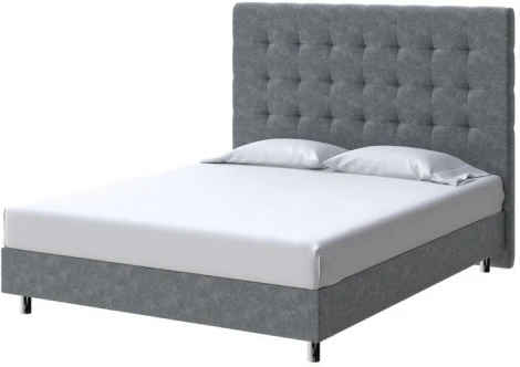 PROxSON Кровать Madrid Boxspring Standart (Ткань: Велюр Gratta 4 Серый космос) 80x200
