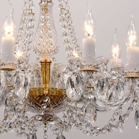 Подвесная люстра Favourite Simone 1736-8P (220V, хрусталь, на цепи, подсвечник, свеча)