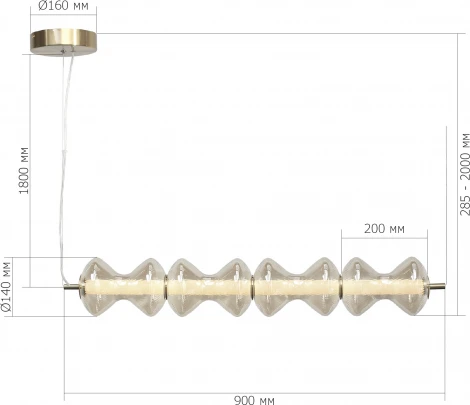 Подвесной светильник ST Luce Spine SL6136.223.01 золото/коньячный LED 1*22W 3000K (220V, на тросе)