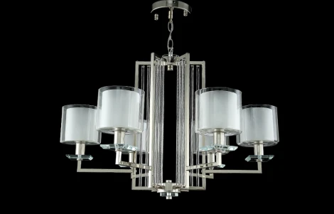 Подвесная люстра Crystal Lux Nicolas SP-PL6 NICKEL/WHITE (220V, на цепи)