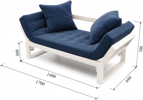 Кушетка Arsko Амбер беленый дуб синий велюр