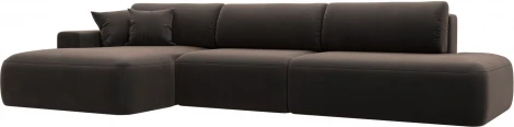 Диван угловой Лига-036 НПБ Модерн Лонг левый угол (Коричневый/Велюр) Лига Диванов арт.121428L