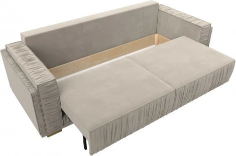 Диван прямой Лига-044 (Бежевый,Коричневый/Микровельвет) Лига Диванов арт.122256