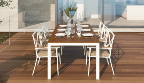 Обеденная группа Gardenini Bella (Алюминий,Ткань/Белый,Бежевый) DBLL.020220.C3