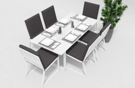 Обеденная группа Gardenini Voglie (Алюминий,Закаленное стекло,Ткань/Белый,Антрацит) DVGL.020518.C2