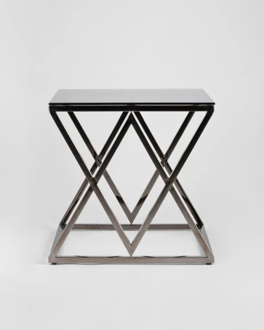 Журнальный стол Stool Group 55*55 ИНСИГНИЯ сталь темный хром стекло smoke УТ000001970