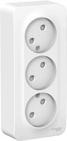 Розетка накладная тройная без заземления со шторками (белый) Systeme Electric Blanca BLNRA001311