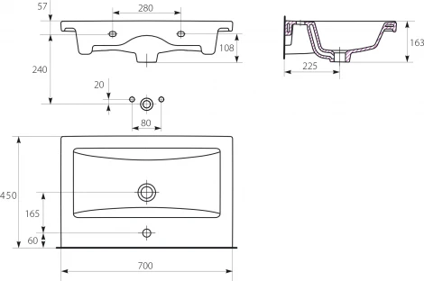 Раковина Cersanit Como 70