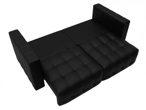 Диван прямой Лига-052 НПБ (ЛДСП,Брус,Фанера/Пластик/Экокожа/Черный) Лига Диванов 129904