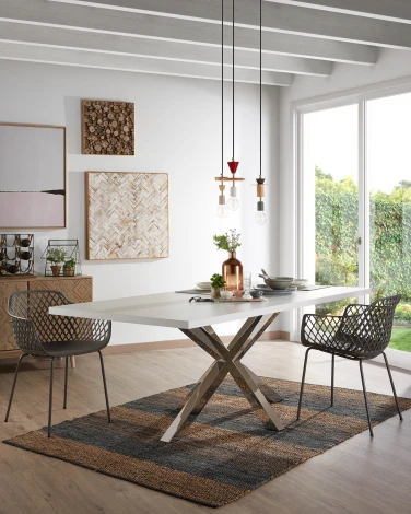 Обеденный стул La Forma (ex Julia Grup) Quinn (Серый,Черный/ Сталь,Пластик,Металл,Полипропилен)