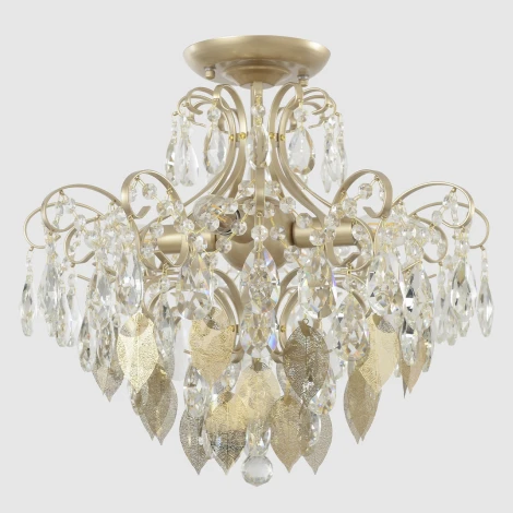 Потолочная люстра на штанге Crystal Lux ESMIRALDA PL4 GOLD (220V, подвески, листья)