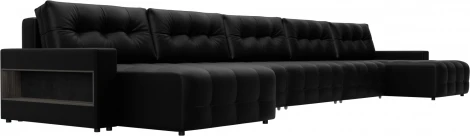 Диван п-образный с полками Лига-053 НПБ МегаЛонг Лига Диванов (Экокожа) арт.129012