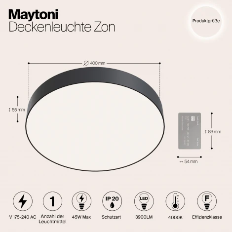 Потолочный светильник Zon 4000K 1x45Вт 120° LED Maytoni Technical C032CL-L48B4K