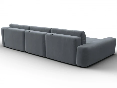 Диван угловой Лига-066 НПБ Лонг угол левый (ЛДСП,Фанера,Брус,Велюр/Серый) Лига Диванов 131228L