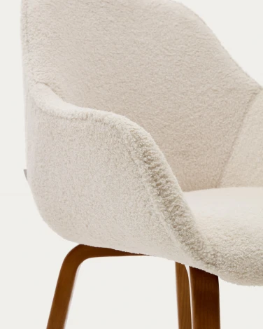 Aleli Стул из белой синели и ножками из ясеня с отделкой под орех La Forma (ex Julia Grup) арт.179266