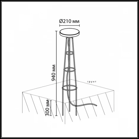 Уличный встраиваемый в грунт светильник со столиком Odeon Light Liana 7108/15GL окраш. под дерево/металл LED 12W 220V (IP65)