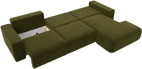 Диван угловой Лига-036 НПБ Классик Лонг правый угол (Зеленый/Микровельвет) Лига Диванов арт.121385
