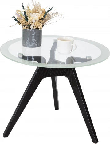 Стол журнальный Рилле 449 черный/стекло прозрачное Mebelik 009586