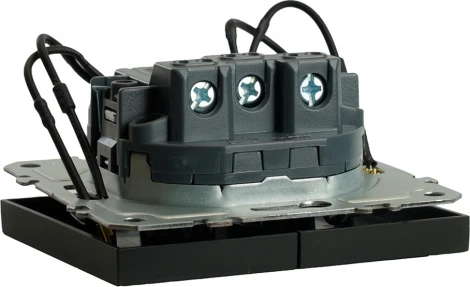 Выключатель двухклавишный с подсветкой (черный) Stekker Эмили 49838