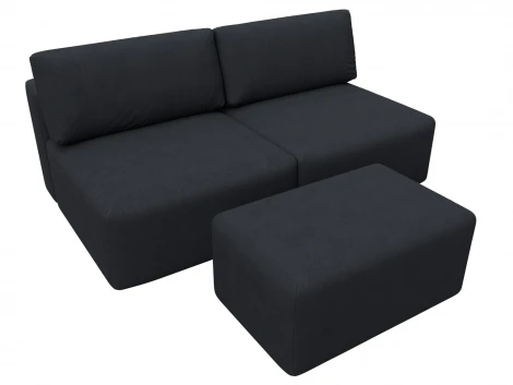 Диван прямой модульный с пуфом Лига-060 НПБ (ЛДСП,Брус,Фанера/Пластик/Замша/Темно-серый) Лига Диванов 129664