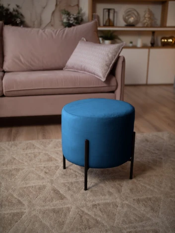 Маленькая радость Пуф круглый на ножках, синий D1 furniture арт.AAA41674008