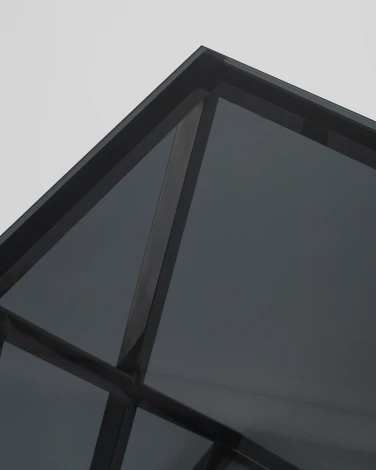 Журнальный стол Stool Group 55*55 ИНСИГНИЯ сталь темный хром стекло smoke УТ000001970