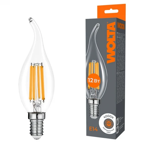 Светодиодная лампа FILAMENT 12Вт 4000K Е14 Wolta WF-CT35-12W4KE14
