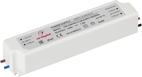 Блок питания ARPV-LV24035-A (24V, 1.5A, 35W) (Arlight, IP67 Пластик, 3 года) 018980(1)