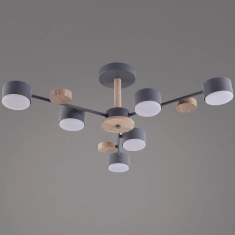 Потолочная люстра на штанге Reluce 03758-0.3-06 GREY+WOOD GX53