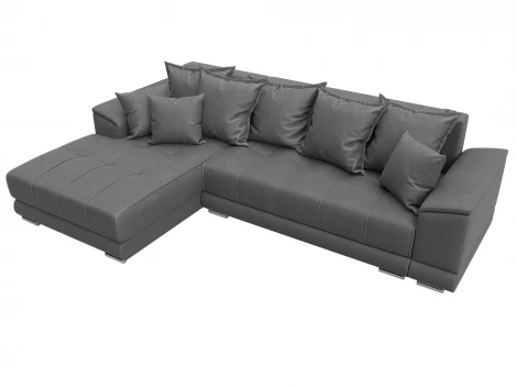Диван угловой НордСтар левый угол (ДСП,Брус/Пластик/Замша/Серый) Лига Диванов 128212L