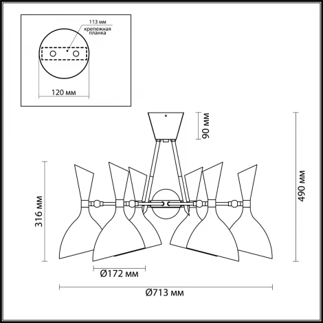 Потолочная люстра Odeon Light Rasto 4665/6C