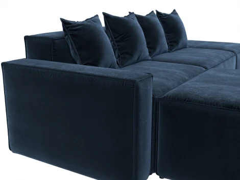 Диван угловой модульный Лига-063 угол левый (ДСП/Пластик/Велюр/Синий) Лига Диванов 129794L