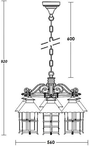 Уличный светильник подвесной Oasis Light CAIOR 1 81570/6/02 Bl (220V, на цепи, фонарь, IP44)