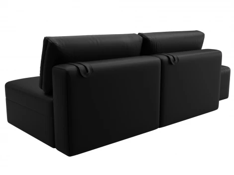 Диван прямой модульный с пуфом Лига-060 НПБ (ЛДСП,Брус,Фанера/Пластик/Экокожа/Черный) Лига Диванов 130054