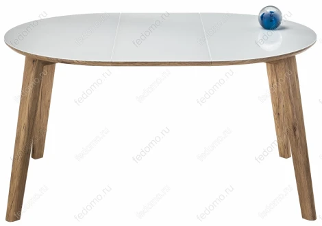 Стеклянный стол Woodville Семвэлл белый / дуб монтана 462080