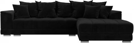 Диван угловой НордСтар правый угол (Черный/Велюр) Лига Диванов арт.121112