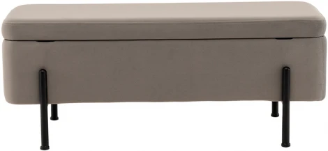 Банкетка Stool Group Болейн с ящиком велюр серый черные ножки арт.УТ000040204