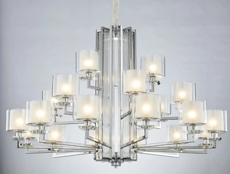 Подвесная большая люстра Newport 4400 4412+6+3/C chrome (220V, на цепи)