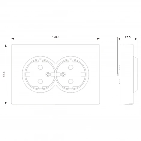 Накладка для розетки 2-й с заземлением, со шторками 16A 250 В~, черный графит Donel S08 DS22257