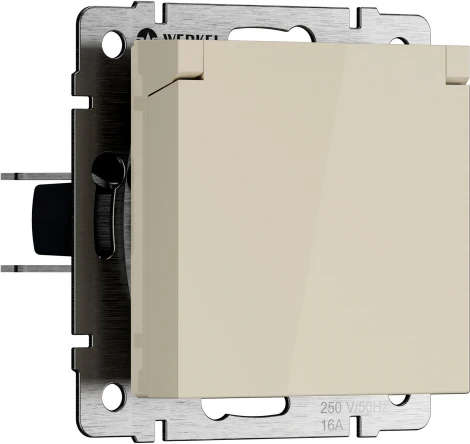 Розетка с заземлением с защит. крышкой и шторками (слоновая кость) Werkel W1171203 (a069595)