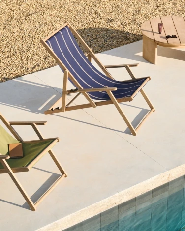 Vilara Складной шезлонг для улицы в полоску синего и бежевого цвета La Forma (ex Julia Grup) 262379