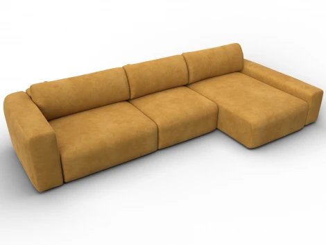Диван угловой Лига-066 НПБ Лонг угол правый (ЛДСП,Фанера,Брус,Велюр/Желтый) Лига Диванов 131216