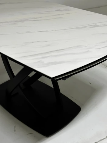 Стол FOGGIA 140 KL-99 Белый мрамор матовый, итальянская керамика/ черный каркас М-City