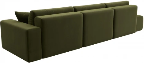 Диван прямой Лига-036 НПБ Модерн Лонг подлокотник справа (Зеленый/Микровельвет) Лига Диванов арт.121351