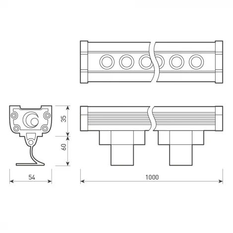 Светодиодный прожектор линейный IP65 AR-LINE-1000L-48W-24V RGB-Day4000 (Grey, 15x45 deg, DMX512) (Arlight, Закрытый) 027282