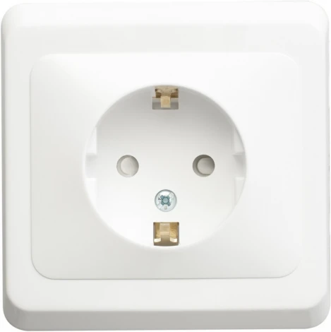 Розетка встраиваемая с заземлением и шторками (белый) Systeme Electric Этюд PC16-004B