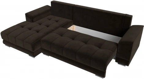 Диван угловой НордСтар левый угол (Коричневый/Микровельвет) Лига Диванов арт.121115L
